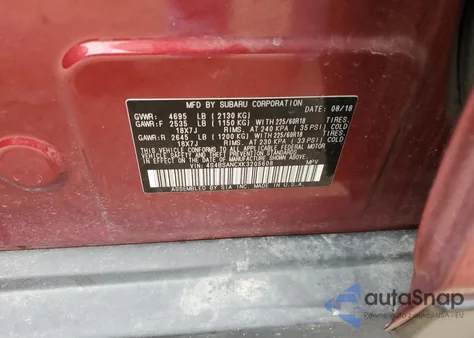 2019 Subaru Outback 2.5I Limited from USA, damaged, VIN 4S4BSANCXK3205608